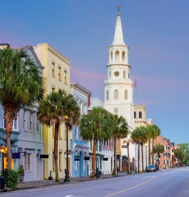 Scenic drive view featuring historic buildings in Charleston, SC