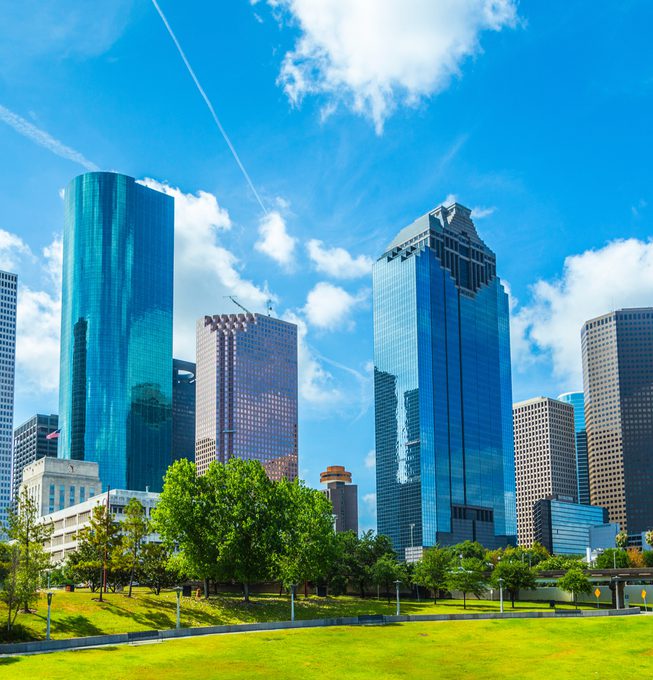 skyscrapers in Huston during a summer day